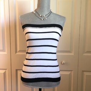 WHBM Stripe Strapless Top